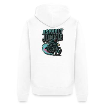 asphalt junkie - moto - Veste à capuche bio Premium Unisexe - blanc - Dos - Thijin (182cm)
