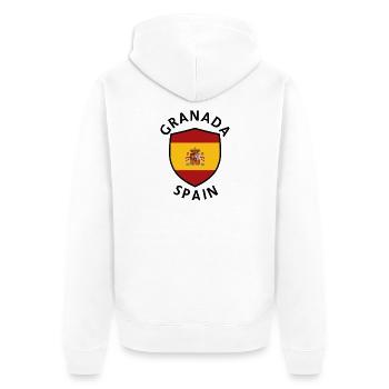 Granada Spain Shield - Unisex Premium Organic Zip Hoodie - white - Back - Thijin (182cm)