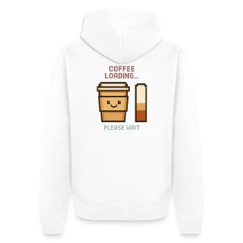 Coffee Loading Pixel Art - Morgenstart mit Charme - Unisex Premium Bio Zip Hoodie - Weiß - Hinten - Thijin (182cm)