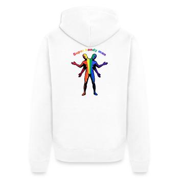 Super-Handwerker-Regenbogen - Unisex Premium Bio Zip Hoodie - Weiß - Hinten - Thijin (182cm)
