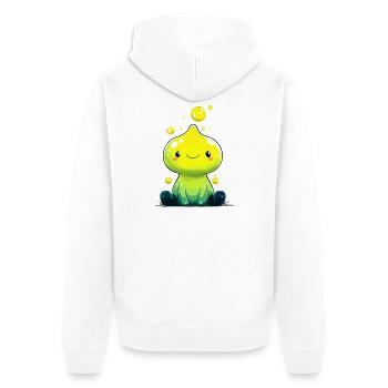 Kleiner Neon-Slime mit Lächeln - Unisex Premium Bio Zip Hoodie - Weiß - Hinten - Thijin (182cm)