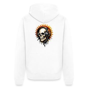 Skull with headphones illustration - Unisex Premium Organic Zip Hoodie - white - Back - Thijin (182cm)