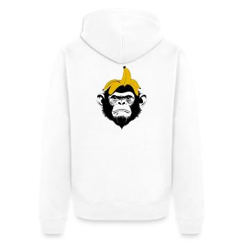 Affe mit Bananenhut – Top Banana Affen Motiv - Unisex Premium Bio Zip Hoodie - Weiß - Hinten - Thijin (182cm)