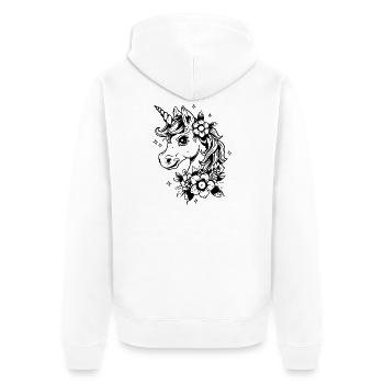 Unicorn with flowers - Unisex Premium Organic Zip Hoodie - white - Back - Thijin (182cm)