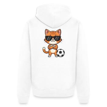 Süße Katze Cartoon Fußball Sonnenbrille Spieler - Unisex Premium Bio Zip Hoodie - Weiß - Hinten - Thijin (182cm)