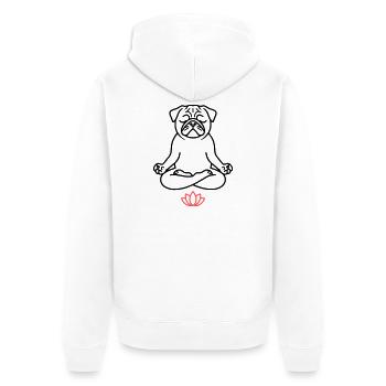 Pug Yoga Meditation Outline - Unisex Premium Organic Zip Hoodie - white - Back - Thijin (182cm)