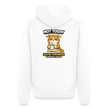 Nicht heute Katzenkaffee-Prokrastination - Unisex Premium Bio Zip Hoodie - Weiß - Hinten - Thijin (182cm)