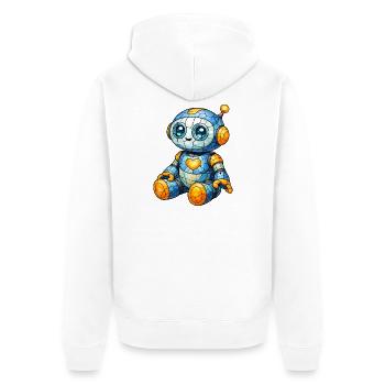 Robot Motif Stained Glass Window Look Cartoon - Unisex Premium Organic Zip Hoodie - white - Back - Thijin (182cm)