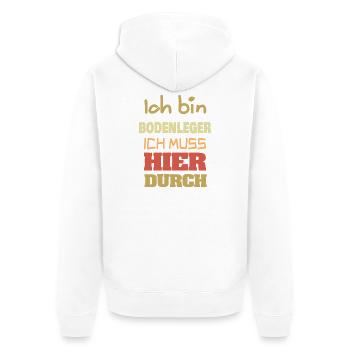 Job Bodenleger - Unisex Premium Bio Zip Hoodie - Weiß - Hinten - Thijin (182cm)