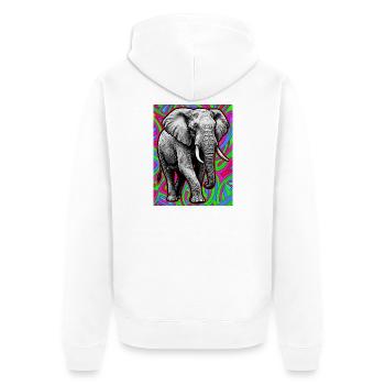 Elefant - Unisex Premium Bio Zip Hoodie - Weiß - Hinten - Thijin (182cm)