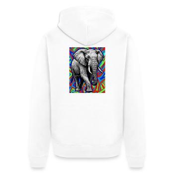 Elefant - Unisex Premium Bio Zip Hoodie - Weiß - Hinten - Thijin (182cm)