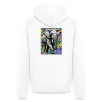 Elefant - Unisex Premium Bio Zip Hoodie - Weiß - Hinten - Thijin (182cm)