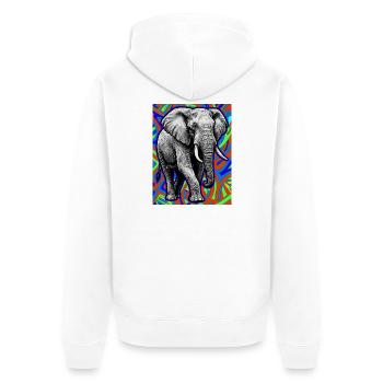 Elefant - Unisex Premium Bio Zip Hoodie - Weiß - Hinten - Thijin (182cm)