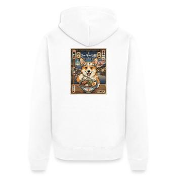 Corgi Ramen Festival - Unisex Premium Organic Zip Hoodie - white - Back - Thijin (182cm)