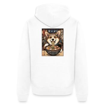 Corgi Ramen Feast in Nippon - Unisex Premium Organic Zip Hoodie - white - Back - Thijin (182cm)