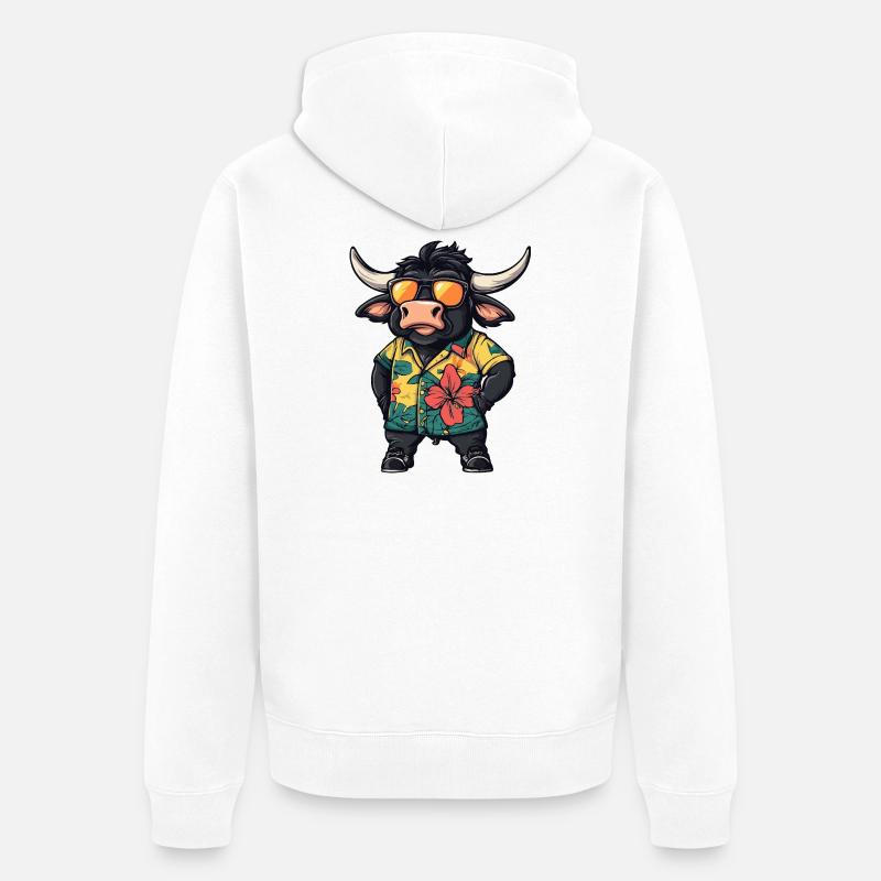 Vacances de bande dessinée Taureau - Veste à capuche bio Premium Unisexe - blanc