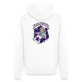Astronaut Faultier Deadline Weltraum Design - Unisex Premium Bio Zip Hoodie - Weiß - Hinten - Thijin (182cm)