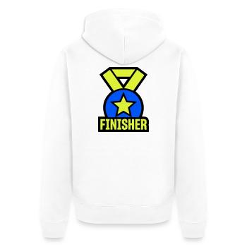 Stolzer Finisher Medaille Stern - Unisex Premium Bio Zip Hoodie - Weiß - Hinten - Thijin (182cm)