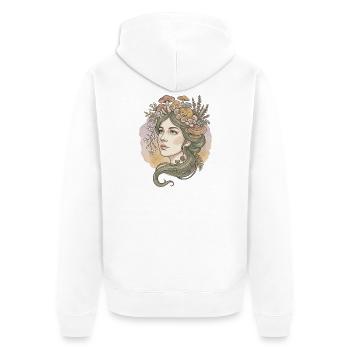 Goddess of Mushrooms and Flowers - Unisex Premium Organic Zip Hoodie - white - Back - Thijin (182cm)