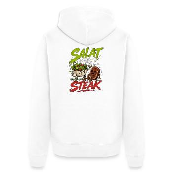 Salat statt Steak - lustig Vegan Vegetarisch Logo - Unisex Premium Bio Zip Hoodie - Weiß - Hinten - Thijin (182cm)