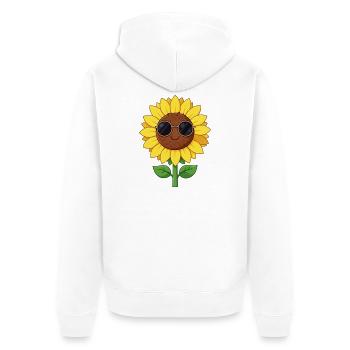 Gelbe Blume Sonnenblume Blüte Geschenk Hippie - Unisex Premium Bio Zip Hoodie - Weiß - Hinten - Thijin (182cm)