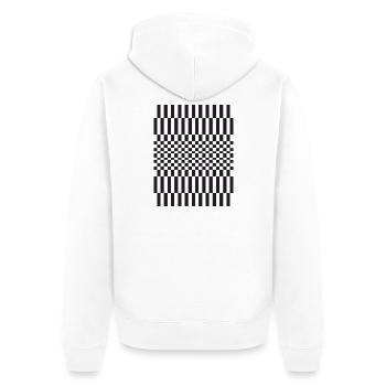 Geometrisches Schachbrett-Gittermuster - Unisex Premium Bio Zip Hoodie - Weiß - Hinten - Thijin (182cm)