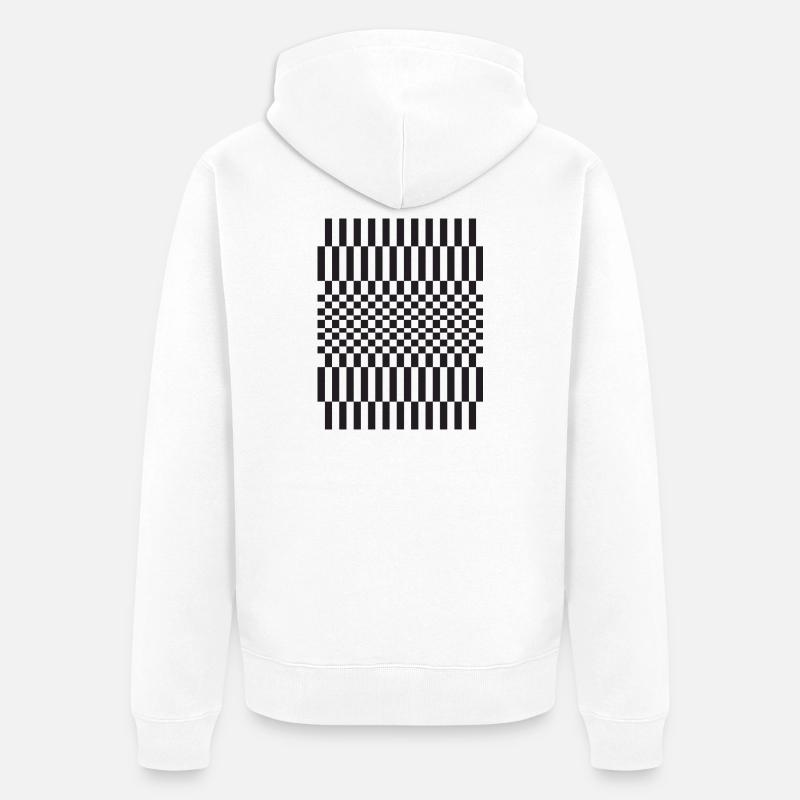Geometric chessboard Grid Pattern - Unisex Premium Organic Zip Hoodie - white