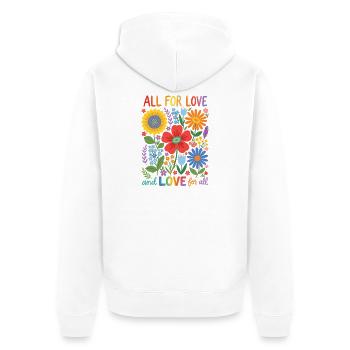 LGBTQ-Pride-Monat – Alles für Liebe und Liebe für Alle - Unisex Premium Bio Zip Hoodie - Weiß - Hinten - Thijin (182cm)
