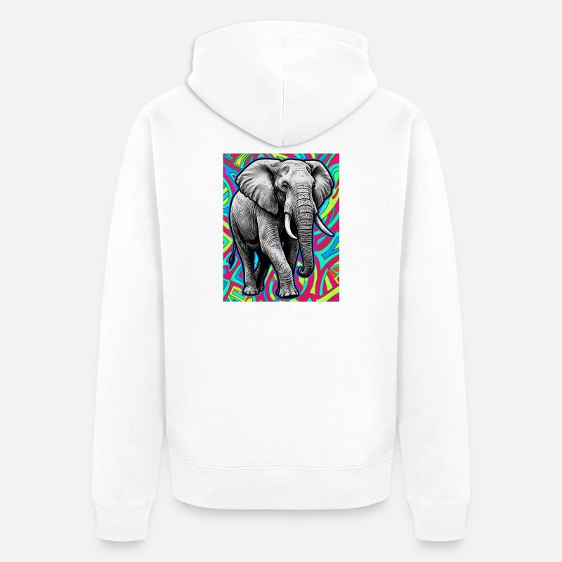 éléphant - Veste à capuche bio Premium Unisexe - blanc