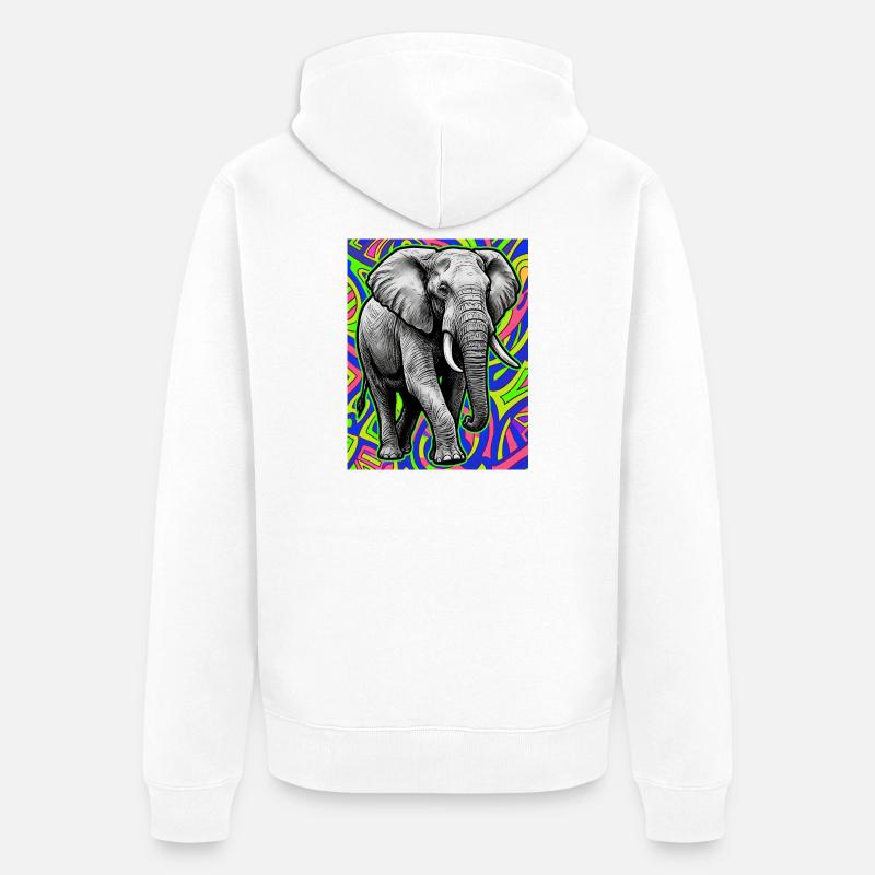 éléphant - Veste à capuche bio Premium Unisexe - blanc