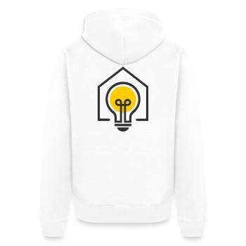 Electrician House Light Bulb Motif - Unisex Premium Organic Zip Hoodie - white - Back - Thijin (182cm)