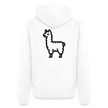 lama - Unisex Premium Organic Zip Hoodie - white - Back - Thijin (182cm)