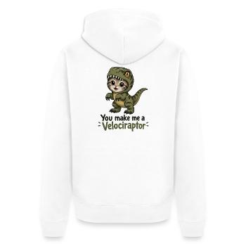 You Make Me a Velociraptor Cat - Unisex Premium Organic Zip Hoodie - white - Back - Thijin (182cm)