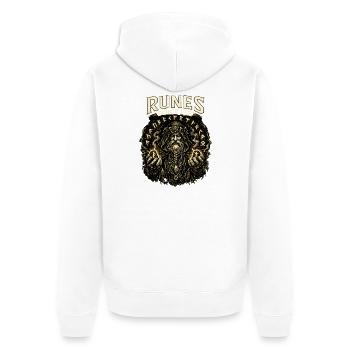 Runen lügen nicht: Mystic Rune Master - Unisex Premium Bio Zip Hoodie - Weiß - Hinten - Thijin (182cm)