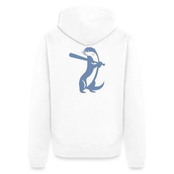Otter Baseball Silhouette - Unisex Premium Organic Zip Hoodie - white - Back - Thijin (182cm)