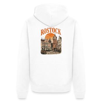  Vintage Rostock Skyline historische - Unisex Premium Bio Zip Hoodie - Weiß - Hinten - Thijin (182cm)
