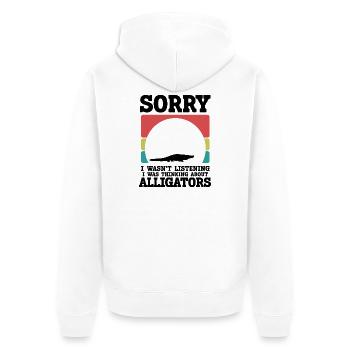 Alligator Silhouette Humor  - Unisex Premium Bio Zip Hoodie - Weiß - Hinten - Thijin (182cm)