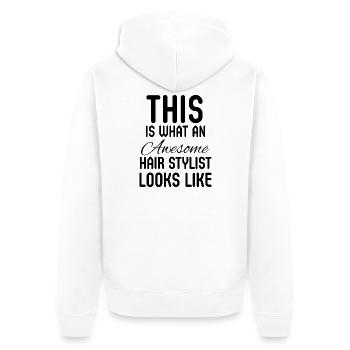 Friseur Friseur Salonbesitzer Geschenk - Unisex Premium Bio Zip Hoodie - Weiß - Hinten - Thijin (182cm)