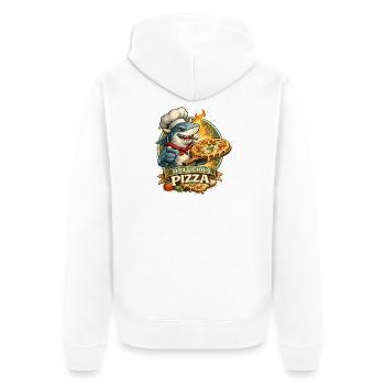 Pizzahai Kochheld - Unisex Premium Bio Zip Hoodie - Weiß - Hinten - Thijin (182cm)