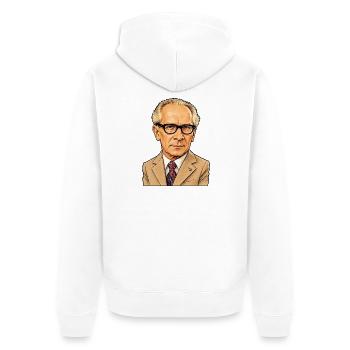 Erich Honecker Karikatur (ohne Hintergrund) - Unisex Premium Bio Zip Hoodie - Weiß - Hinten - Thijin (182cm)
