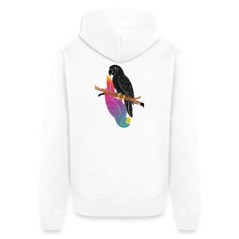 Two Parrots on Branch Cartoon Design - Unisex Premium Organic Zip Hoodie - white - Back - Thijin (182cm)