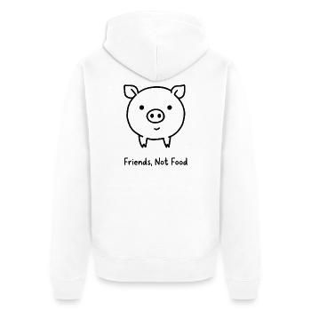 Friends Not Food Porc Vegan Minimaliste - Veste à capuche bio Premium Unisexe - blanc - Dos - Thijin (182cm)