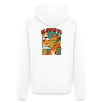 Drôle de bande dessinée du duel des chats orange - Veste à capuche bio Premium Unisexe - blanc - Dos - Thijin (182cm)