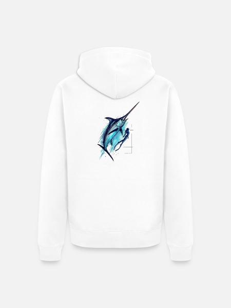 Electric Blue Marlin Illustration - Unisex Premium Bio Zip Hoodie - Weiß