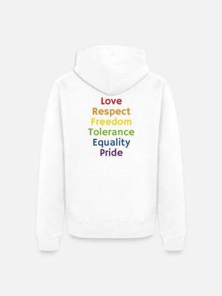 Rainbow LGBT Pride-Werte - Unisex Premium Bio Zip Hoodie - Weiß