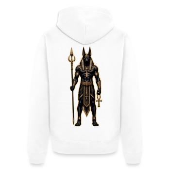 Anubis-Kriegspriester - Unisex Premium Bio Zip Hoodie - Weiß - Hinten - Thijin (182cm)