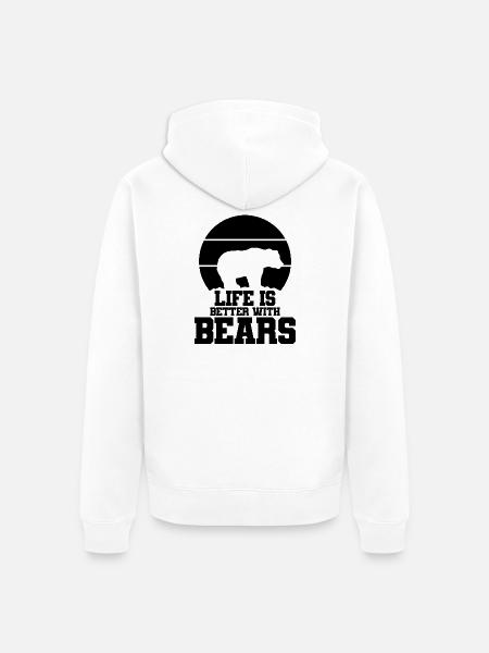 Bär Silhouette Statement - Unisex Premium Bio Zip Hoodie - Weiß