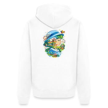  Freizeitpark Jahrmarkt Rummelplatz Anime Dorffest - Unisex Premium Bio Zip Hoodie - Weiß - Hinten - Thijin (182cm)