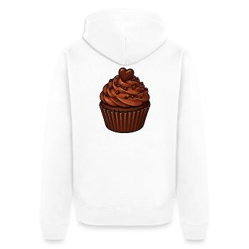 Schoko Cupcake Herzmotiv - Unisex Premium Bio Zip Hoodie - Weiß - Hinten - Thijin (182cm)