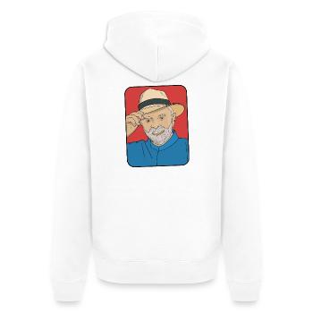 Lula da Silva Pop Art – Brasilianischer Präsident - Unisex Premium Bio Zip Hoodie - Weiß - Hinten - Thijin (182cm)